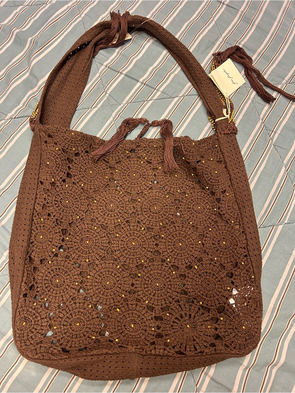 NWT Free People Brown Cotswold Crochet Bag - Picture 6 of 12
